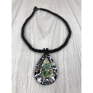 Unbranded Abalone Shell Beaded Pendant Necklace Black White